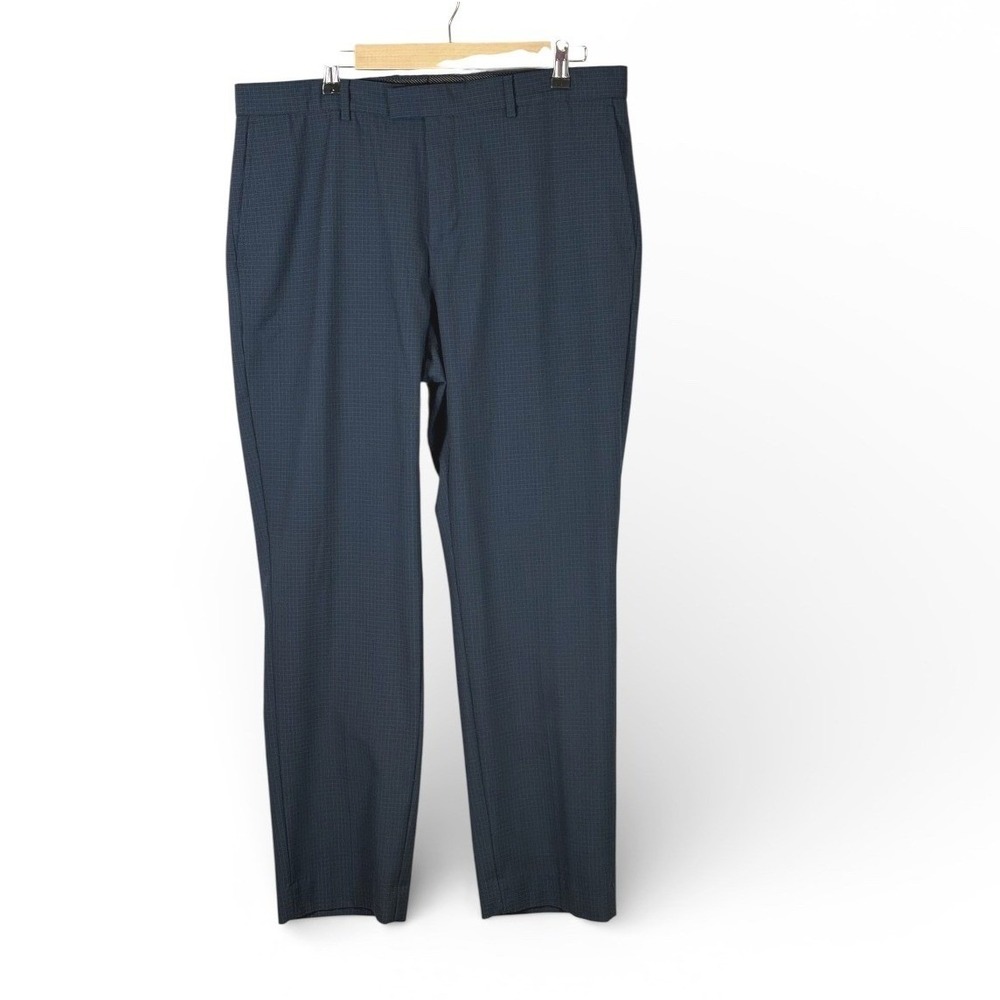 Banana Republic Mens Slim Fit‎ Dress Pants Blue Micro Check Grid 35x30 RN54023
